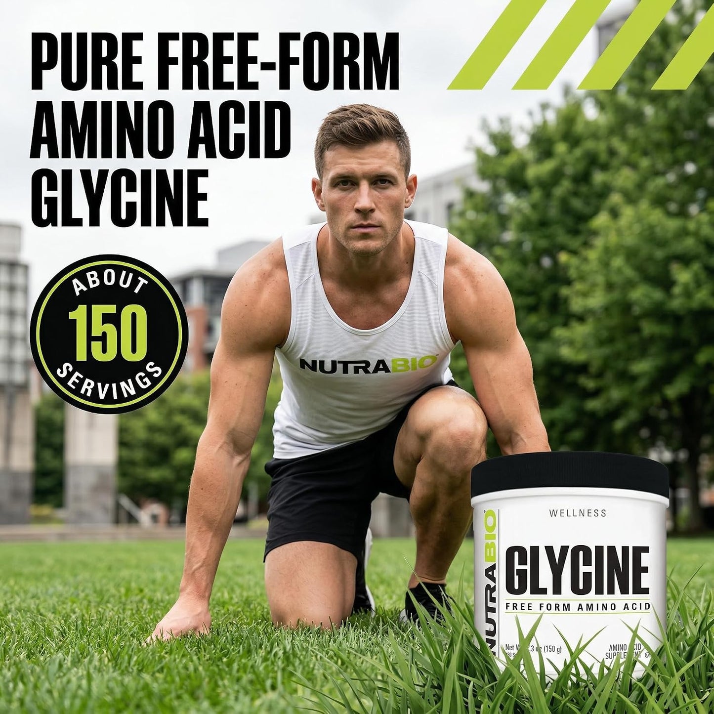 NutraBio Glycine Powder - Glycine Supplement- Free Form Amino Acid Supplement - 1000mg Serving - 150g, 150 Servings - PrimeBioHealth - canada supplements