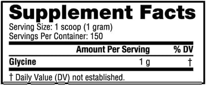 NutraBio Glycine Powder - Glycine Supplement- Free Form Amino Acid Supplement - 1000mg Serving - 150g, 150 Servings - PrimeBioHealth - canada supplements
