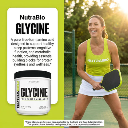 NutraBio Glycine Powder - Glycine Supplement- Free Form Amino Acid Supplement - 1000mg Serving - 150g, 150 Servings - PrimeBioHealth - canada supplements