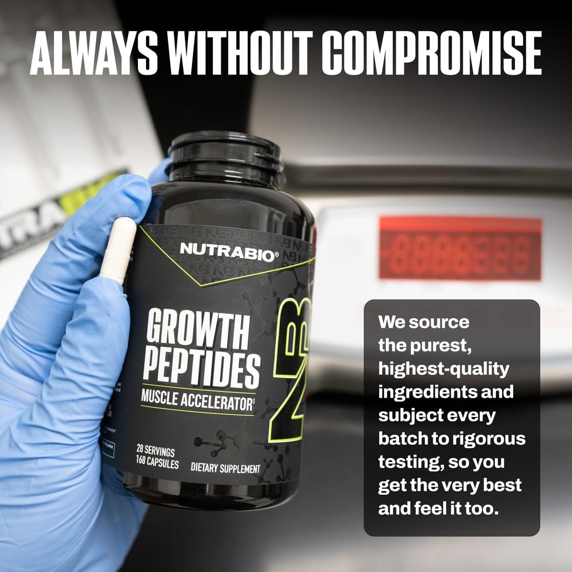 NutraBio Growth Peptides |Muscle Accelerator with DiLeucine & PeptiStrong | Peptides for Muscle Growth Men & Women- 28 Servings- 196 Capsules - PrimeBioHealth - canada supplements