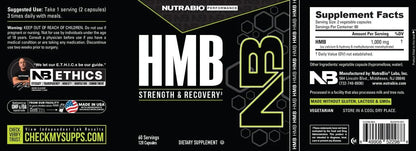 NutraBio HMB Supplement, Amino Acid, 1000mg, 120 Capsules - PrimeBioHealth - canada supplements