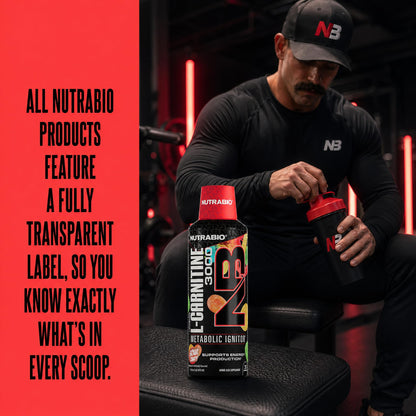 NutraBio – L-Carnitine Liquid Shots – 3000mg, (Green Apple) – 10mg of Vitamin B-5 – Zero Carbs & Sugars – Energy Production – Muscle Recovery - PrimeBioHealth - canada supplements