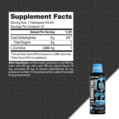 NutraBio – L-Carnitine Liquid Shots – 3000mg, (Green Apple) – 10mg of Vitamin B-5 – Zero Carbs & Sugars – Energy Production – Muscle Recovery - PrimeBioHealth - canada supplements