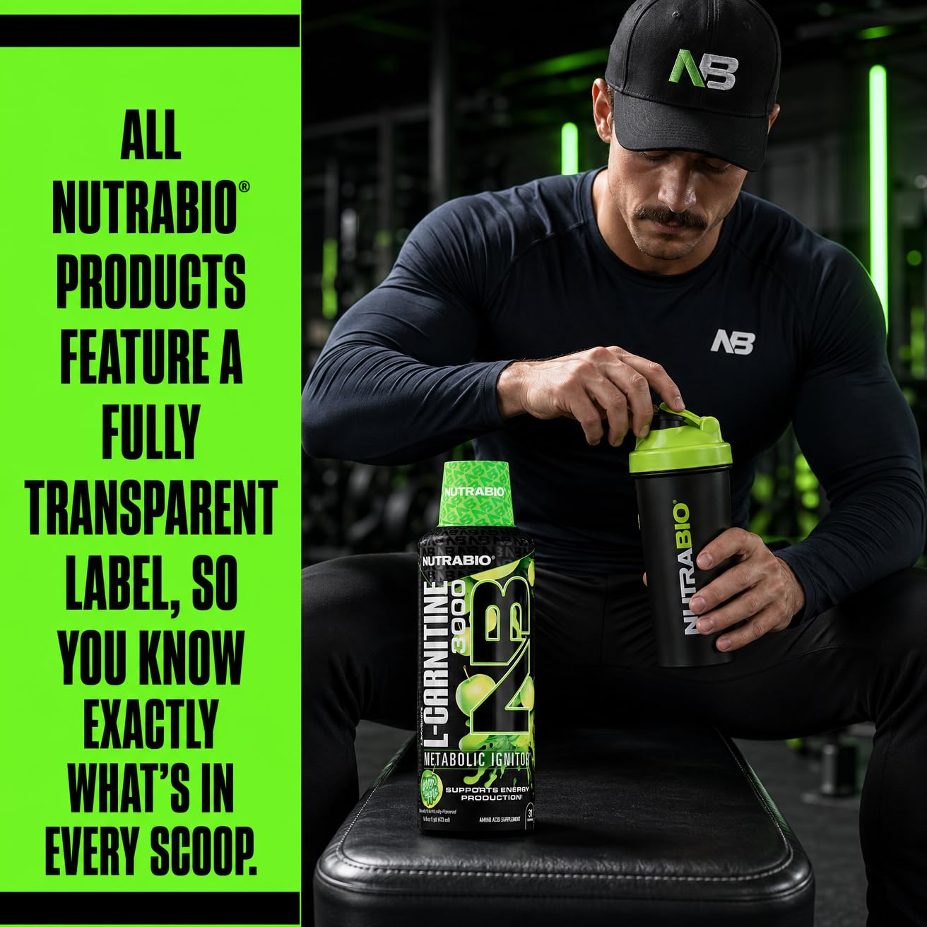 NutraBio – L-Carnitine Liquid Shots – 3000mg, (Green Apple) – 10mg of Vitamin B-5 – Zero Carbs & Sugars – Energy Production – Muscle Recovery - PrimeBioHealth - canada supplements