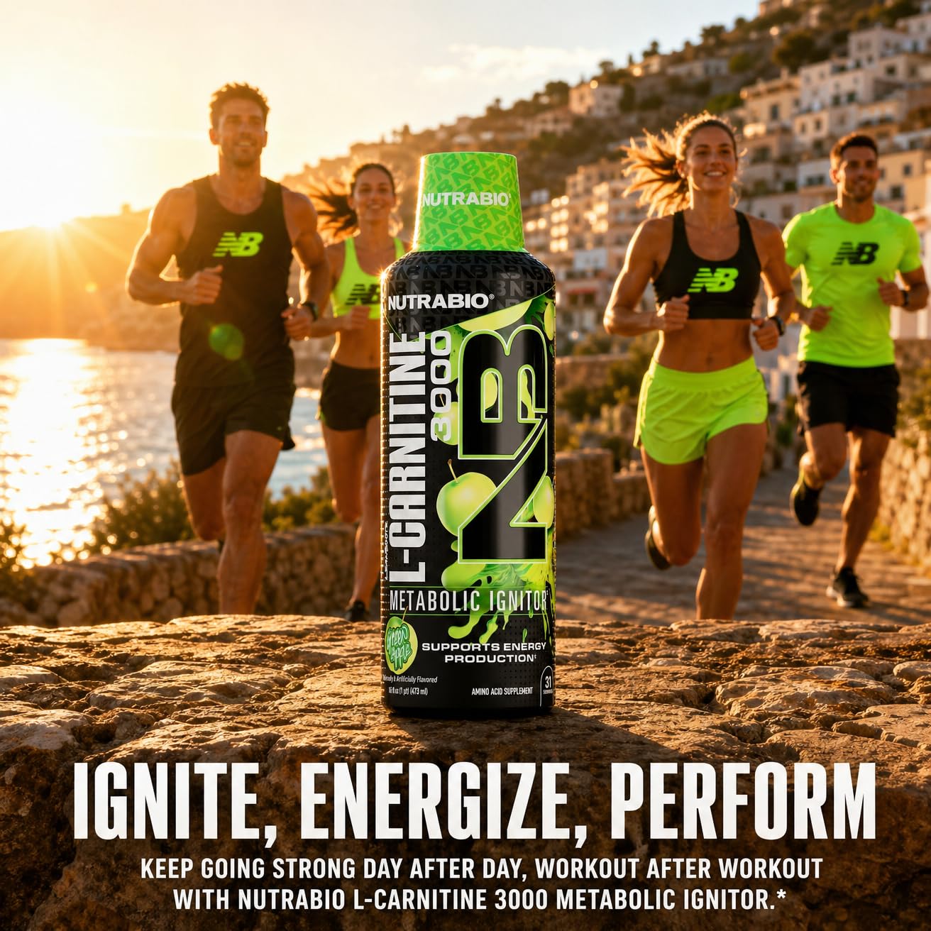 NutraBio – L-Carnitine Liquid Shots – 3000mg, (Green Apple) – 10mg of Vitamin B-5 – Zero Carbs & Sugars – Energy Production – Muscle Recovery - PrimeBioHealth - canada supplements
