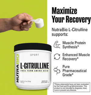 NutraBio L-Citrulline, Free Form Amino Acid, 5.3 oz (150 g) - PrimeBioHealth - canada supplements