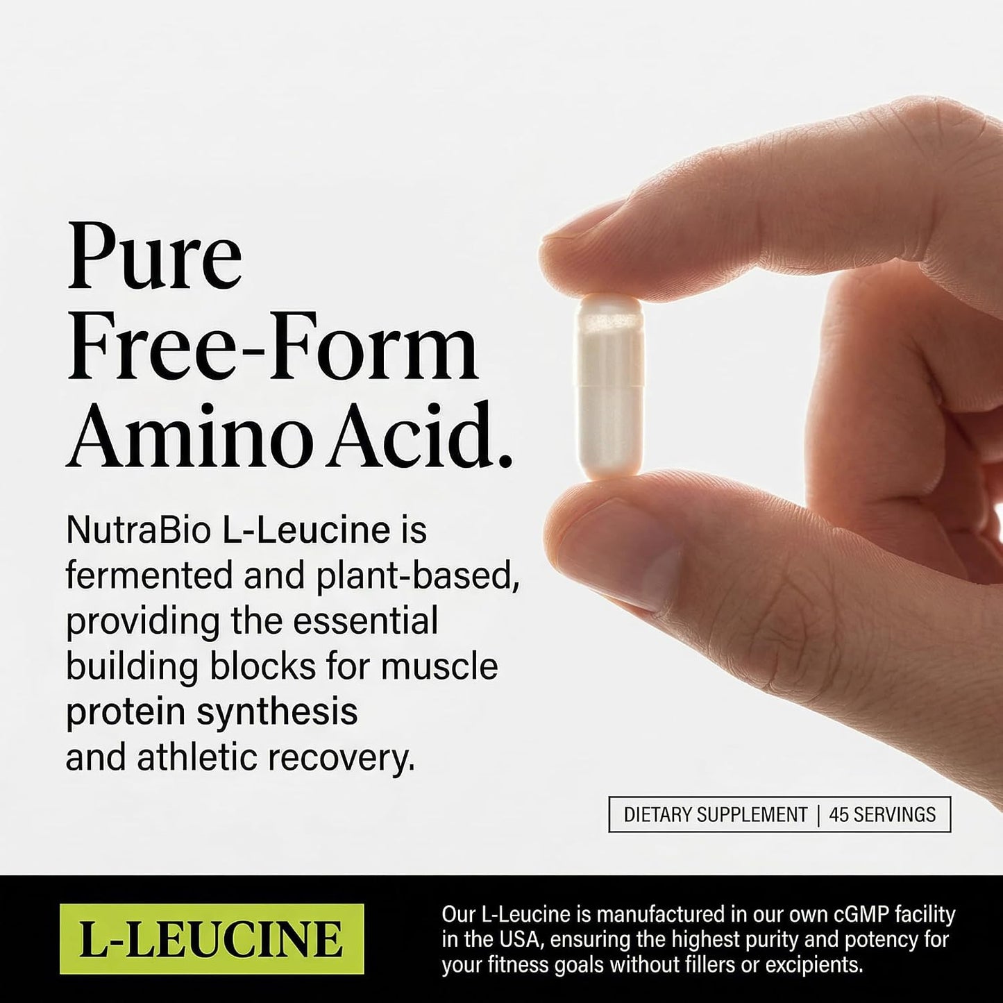 NutraBio L-Leucine Supplement - Optimal Amino Acid for Muscle Growth & Recovery - Naturally Fermented Free Form Leucine Amino Acids Supplement- Vegan, Non-GMO, Gluten Free - 400mg, 180 Capsules - PrimeBioHealth - canada supplements