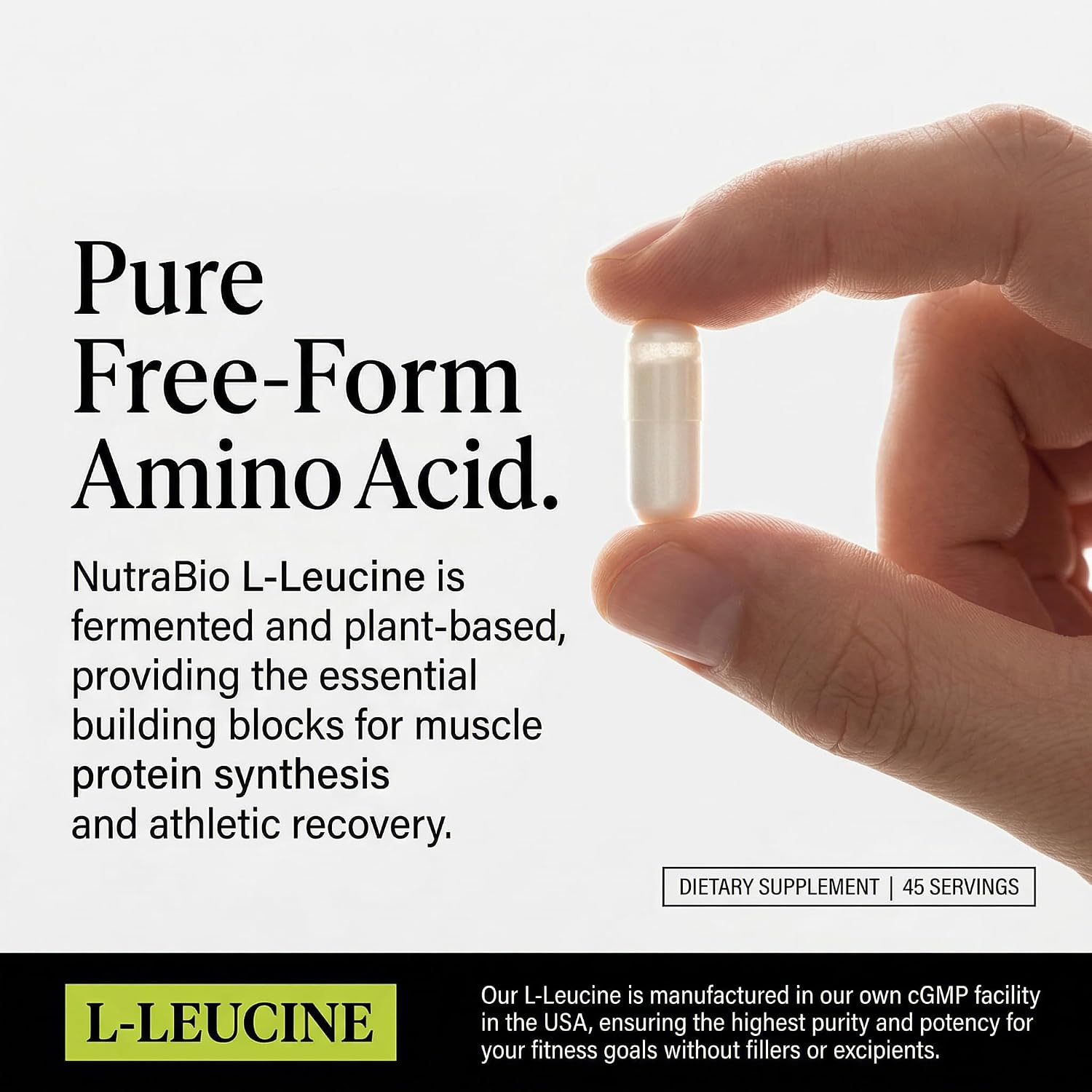 NutraBio L-Leucine Supplement - Optimal Amino Acid for Muscle Growth & Recovery - Naturally Fermented Free Form Leucine Amino Acids Supplement- Vegan, Non-GMO, Gluten Free - 400mg, 180 Capsules - PrimeBioHealth - canada supplements