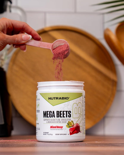 NutraBio Mega Beets Organic Beet Root Powder Nitric Oxide Superfood, NO3-T Nitrates and Antioxidants - Supports Performance, Circulation, Blood Flow, Overall Health - 30 Servings - PrimeBioHealth - canada supplements