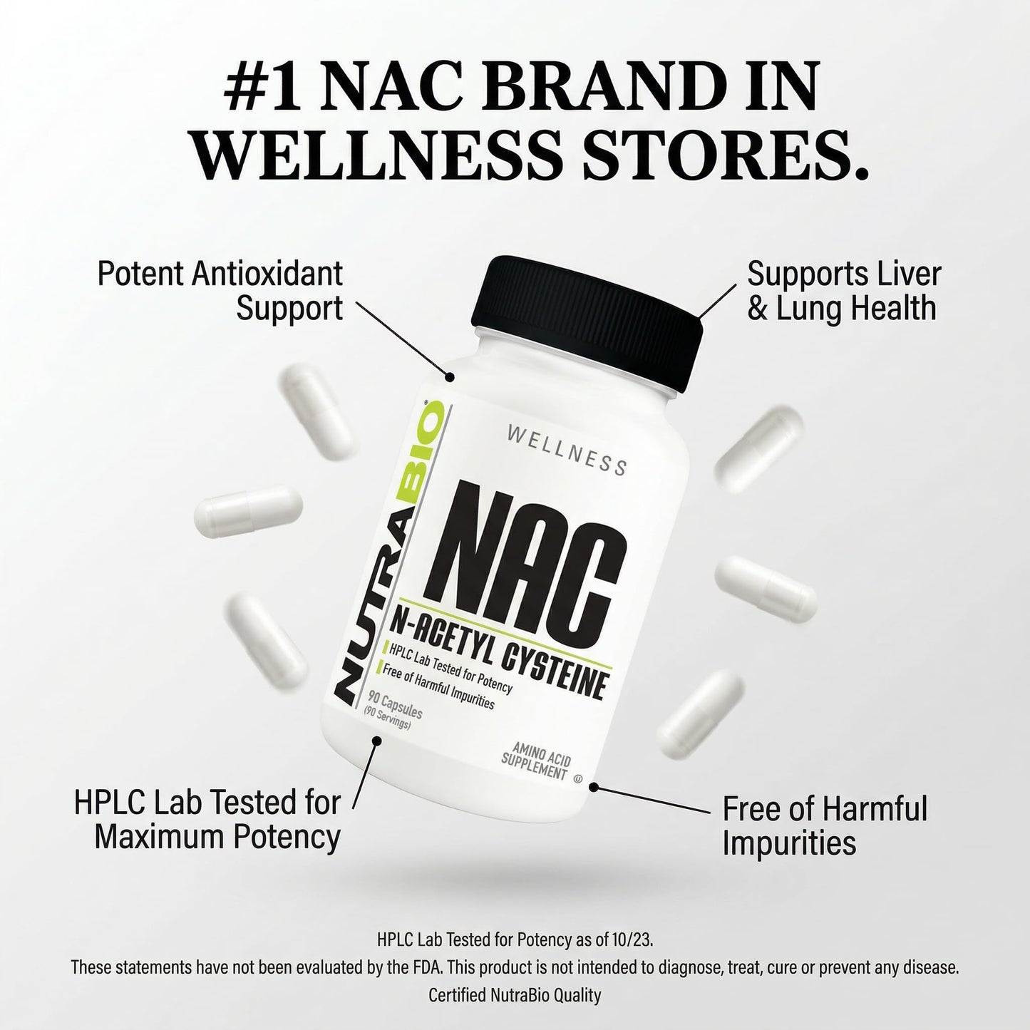 NutraBio N-Acetyl Cysteine Supplement (NAC) - 90 Capsules, 600mg Each - Powerful Anti-Oxidant - Immune Support - Boost Glutathione - PrimeBioHealth - canada supplements