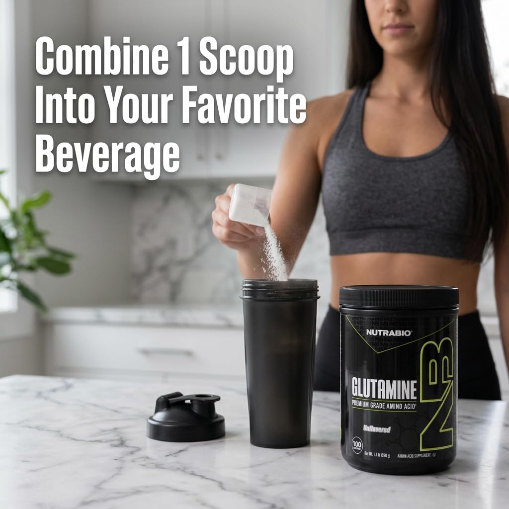 NutraBio Pure L-Glutamine Powder, 100 Servings L-Glutamine Supplement, Amino Acid, Pure Grade, Glutamina, Absolutely no Additives, Fillers or Excipients, Muscle Recovery Supplement - (500 Grams) - PrimeBioHealth - canada supplements