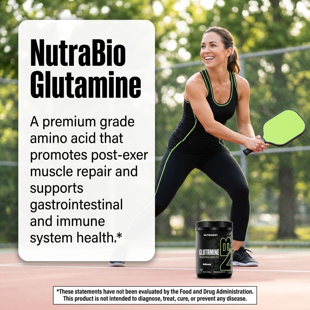 NutraBio Pure L-Glutamine Powder, 100 Servings L-Glutamine Supplement, Amino Acid, Pure Grade, Glutamina, Absolutely no Additives, Fillers or Excipients, Muscle Recovery Supplement - (500 Grams) - PrimeBioHealth - canada supplements