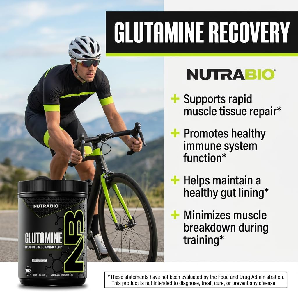 NutraBio Pure L-Glutamine Powder, 100 Servings L-Glutamine Supplement, Amino Acid, Pure Grade, Glutamina, Absolutely no Additives, Fillers or Excipients, Muscle Recovery Supplement - (500 Grams) - PrimeBioHealth - canada supplements
