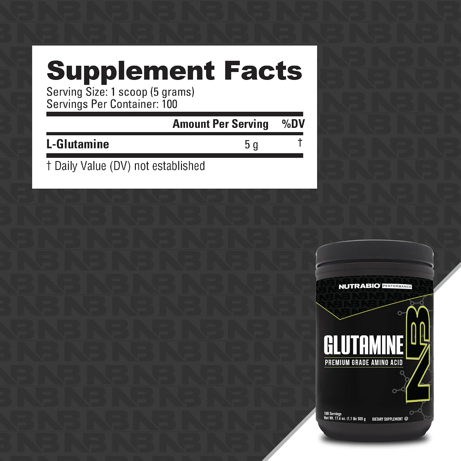 NutraBio Pure L-Glutamine Powder, 100 Servings L-Glutamine Supplement, Amino Acid, Pure Grade, Glutamina, Absolutely no Additives, Fillers or Excipients, Muscle Recovery Supplement - (500 Grams) - PrimeBioHealth - canada supplements