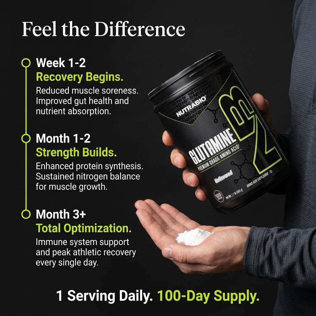 NutraBio Pure L-Glutamine Powder, 100 Servings L-Glutamine Supplement, Amino Acid, Pure Grade, Glutamina, Absolutely no Additives, Fillers or Excipients, Muscle Recovery Supplement - (500 Grams) - PrimeBioHealth - canada supplements