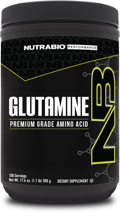 NutraBio Pure L-Glutamine Powder, 100 Servings L-Glutamine Supplement, Amino Acid, Pure Grade, Glutamina, Absolutely no Additives, Fillers or Excipients, Muscle Recovery Supplement - (500 Grams) - PrimeBioHealth - canada supplements