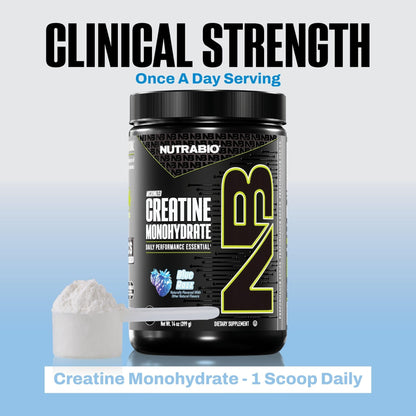 NutraBio Pure Micronized Creatine Monohydrate Powder Supplement, Blue Razz (300 g) - Supports Bulk Muscle Energy, Recovery, and Strength - HPLC Tested Creatine Powder Supplement for Men and Women - PrimeBioHealth - canada supplements