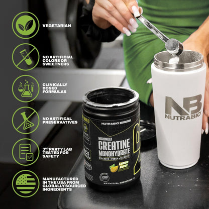 NutraBio Pure Micronized Creatine Monohydrate Powder Supplement, Unflavored, (300 g) - Supports Bulk Muscle Energy, Recovery, and Strength - HPLC Tested Creatine Powder Supplement for Men and Women - PrimeBioHealth - canada supplements