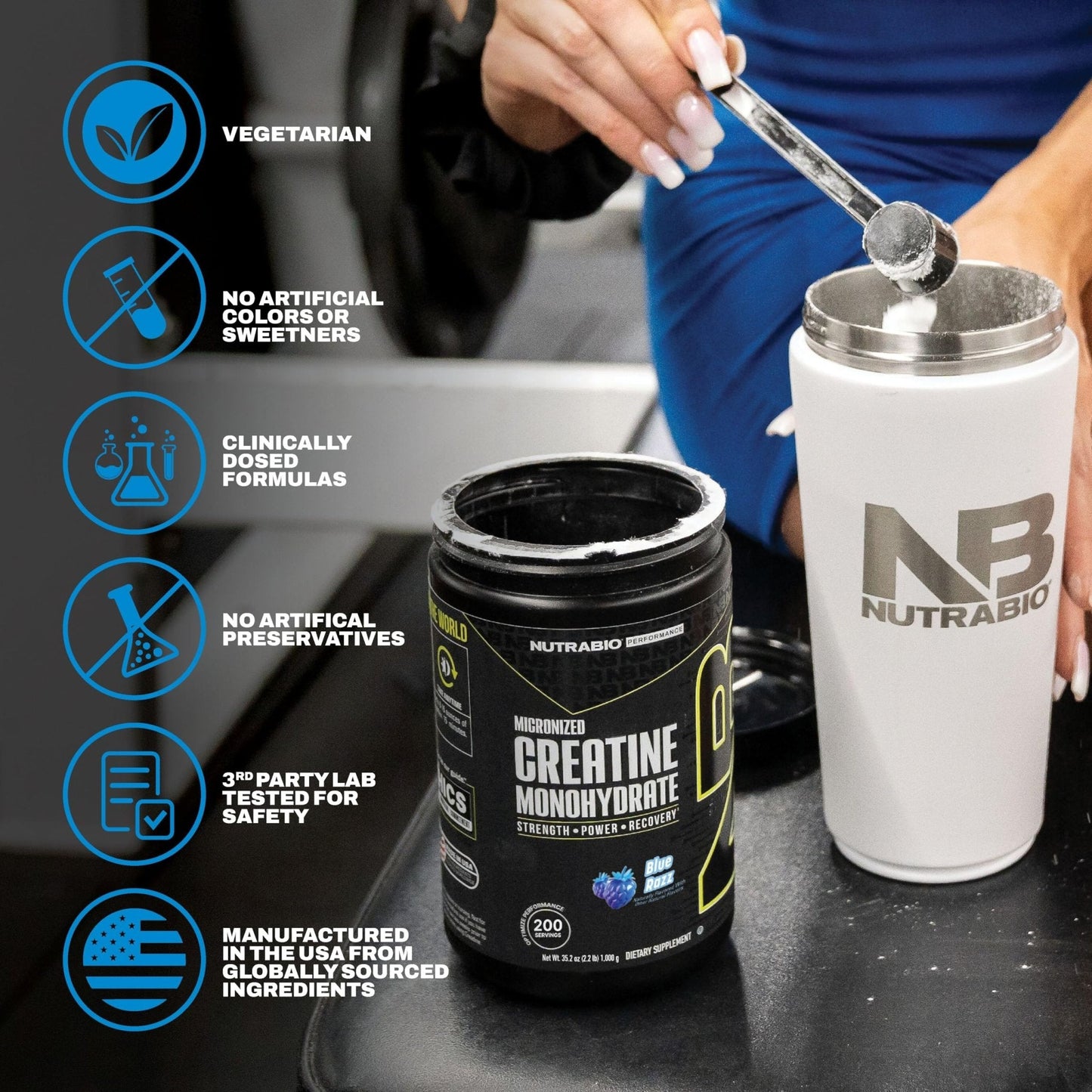 NutraBio Pure Micronized Creatine Monohydrate Powder Supplement, Unflavored, (300 g) - Supports Bulk Muscle Energy, Recovery, and Strength - HPLC Tested Creatine Powder Supplement for Men and Women - PrimeBioHealth - canada supplements