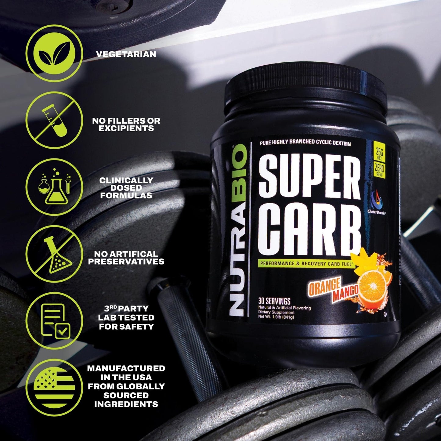 NutraBio Super Carb, Carbohydrate Powder with Cluster Dextrin & Electrolytes, Advanced Carb Supplement Powder for Workout Fuel, Performance, and Muscle Recovery, Cyclic Dextrin, Unflavored, 30 Sv - PrimeBioHealth - canada supplements