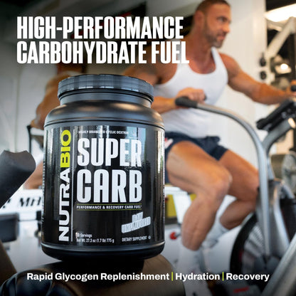 NutraBio Super Carb, Carbohydrate Powder with Cluster Dextrin & Electrolytes, Advanced Carb Supplement Powder for Workout Fuel, Performance, and Muscle Recovery, Cyclic Dextrin, Unflavored, 30 Sv - PrimeBioHealth - canada supplements