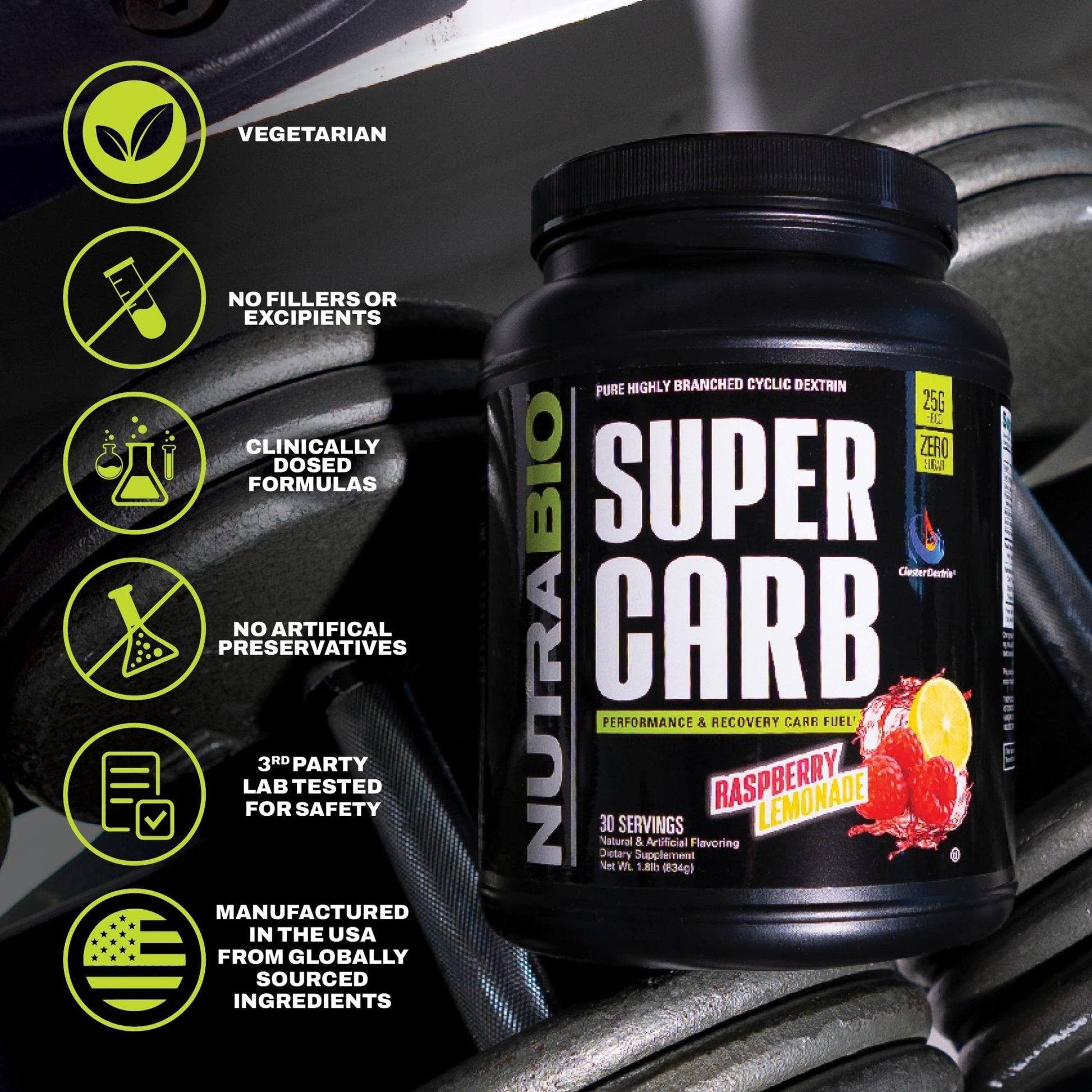 NutraBio Super Carb, Carbohydrate Powder with Cluster Dextrin & Electrolytes, Advanced Carb Supplement Powder for Workout Fuel, Performance, and Muscle Recovery, Cyclic Dextrin, Unflavored, 30 Sv - PrimeBioHealth - canada supplements