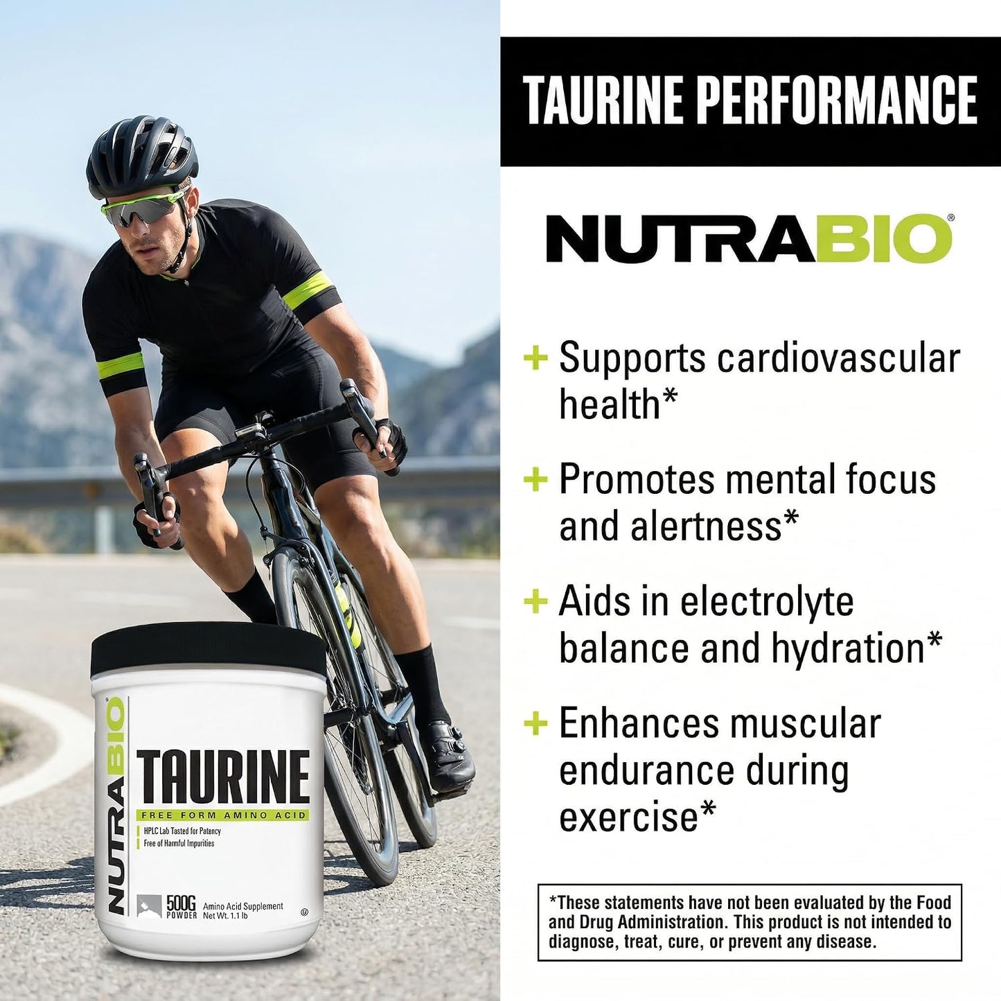 NutraBio Taurine Powder 500g | Pure Free-Form L-Taurine Amino Acid Supplement | Supports Cellular Health, Energy, and Wellness | Non-GMO, USP Grade - PrimeBioHealth - canada supplements