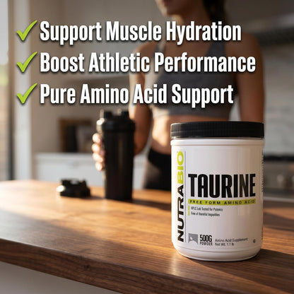 NutraBio Taurine Powder 500g | Pure Free-Form L-Taurine Amino Acid Supplement | Supports Cellular Health, Energy, and Wellness | Non-GMO, USP Grade - PrimeBioHealth - canada supplements