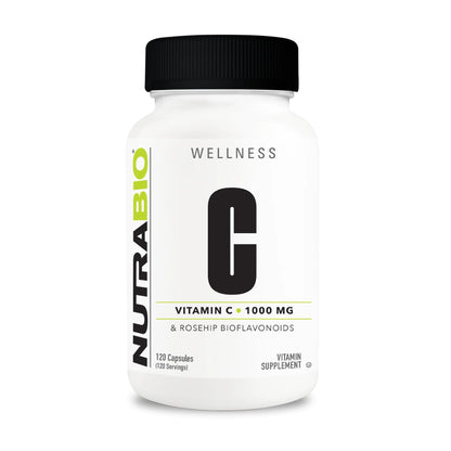 NutraBio Vitamin C with Rose Hips - Supports Healthy Bones, Teeth and Gums, Immune Function - No Fillers or Excipients - (120 Capsules, 1000mg of Vitamin C per Capsule) - PrimeBioHealth - canada supplements