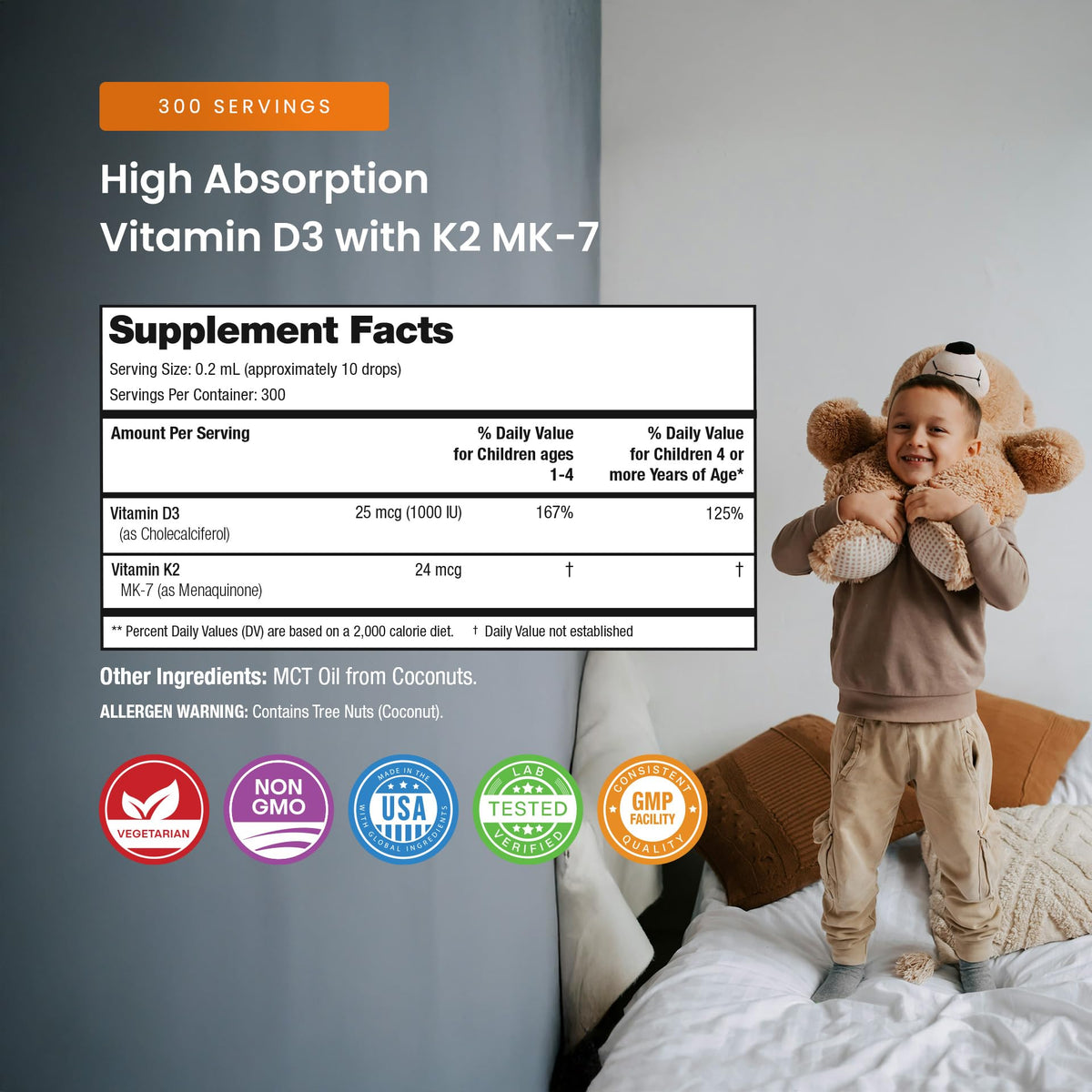NutraChamps Kids Vitamin D 3 K2 Drops, Vitamin D3 & K2 MK-7, Liquid Vitamin D for Kids 1000 IU, Healthy Bones, Heart & Immune System, - PrimeBioHealth - canada supplements