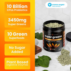 NutraChamps Super Greens Powder Premium Superfood | 20+ Organic Green Veggie Whole Foods | Wheat Grass, Spirulina, Chlorella | Antioxidant, Digestive Enzyme - PrimeBioHealth - canada supplements
