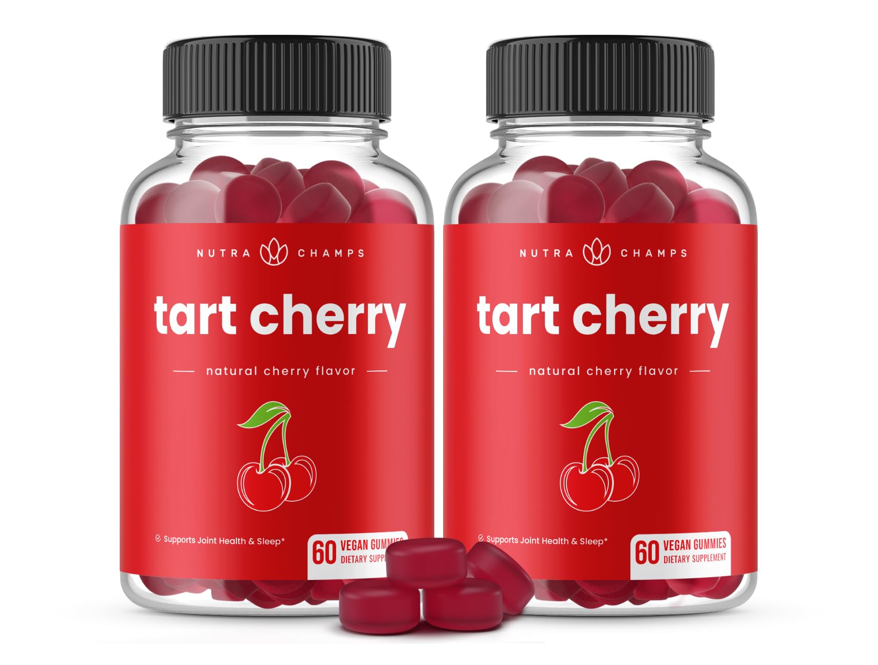 NutraChamps Tart Cherry Gummies - Tart Cherry Extract with Celery Seed - 60 Vegan Gummies (2-Pack) - PrimeBioHealth - canada supplements