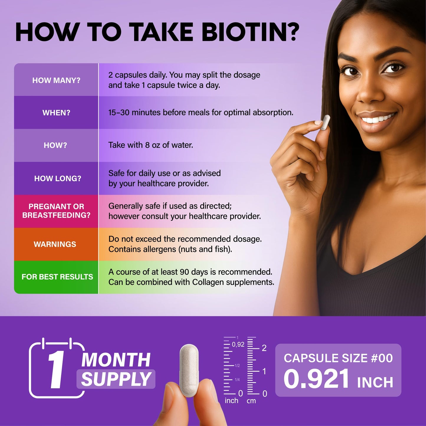 NUTRAHARMONY Biotin | Collagen | Hyaluronic Acid | Keratin - Support Normal Hair Growth Cycle - Skin & Nails - 25000mcg Vitamins B1, B2, B3, B6 & B7 - PrimeBioHealth - canada supplements