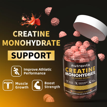 Nutravita NSF Certified Creatine Gummy - Creatine Monohydrate Gummies for Men & Women-5g of Creatine Monohydrate per Serving - Sugar Free, - PrimeBioHealth - canada supplements