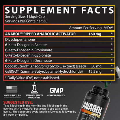 Nutrex Research Anabol Ripped Anabolic Muscle Builder for Men, 2-in-1 Muscle Builder and Shredding Supplement, (60 Count) - PrimeBioHealth - canada supplements