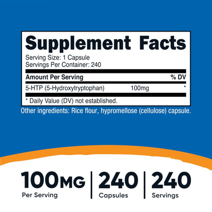 Nutricost 5-HTP 100mg, 240 Vegetarian Capsules (5-Hydroxytryptophan) - Non-GMO & Gluten Free - PrimeBioHealth - canada supplements