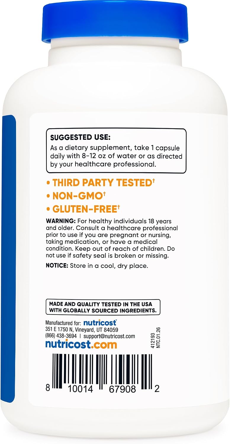 Nutricost Acetyl L-Carnitine (ALCAR) 500mg, 180 Capsules | GMO-Free and Gluten Free, 180 Servings - PrimeBioHealth - canada supplements
