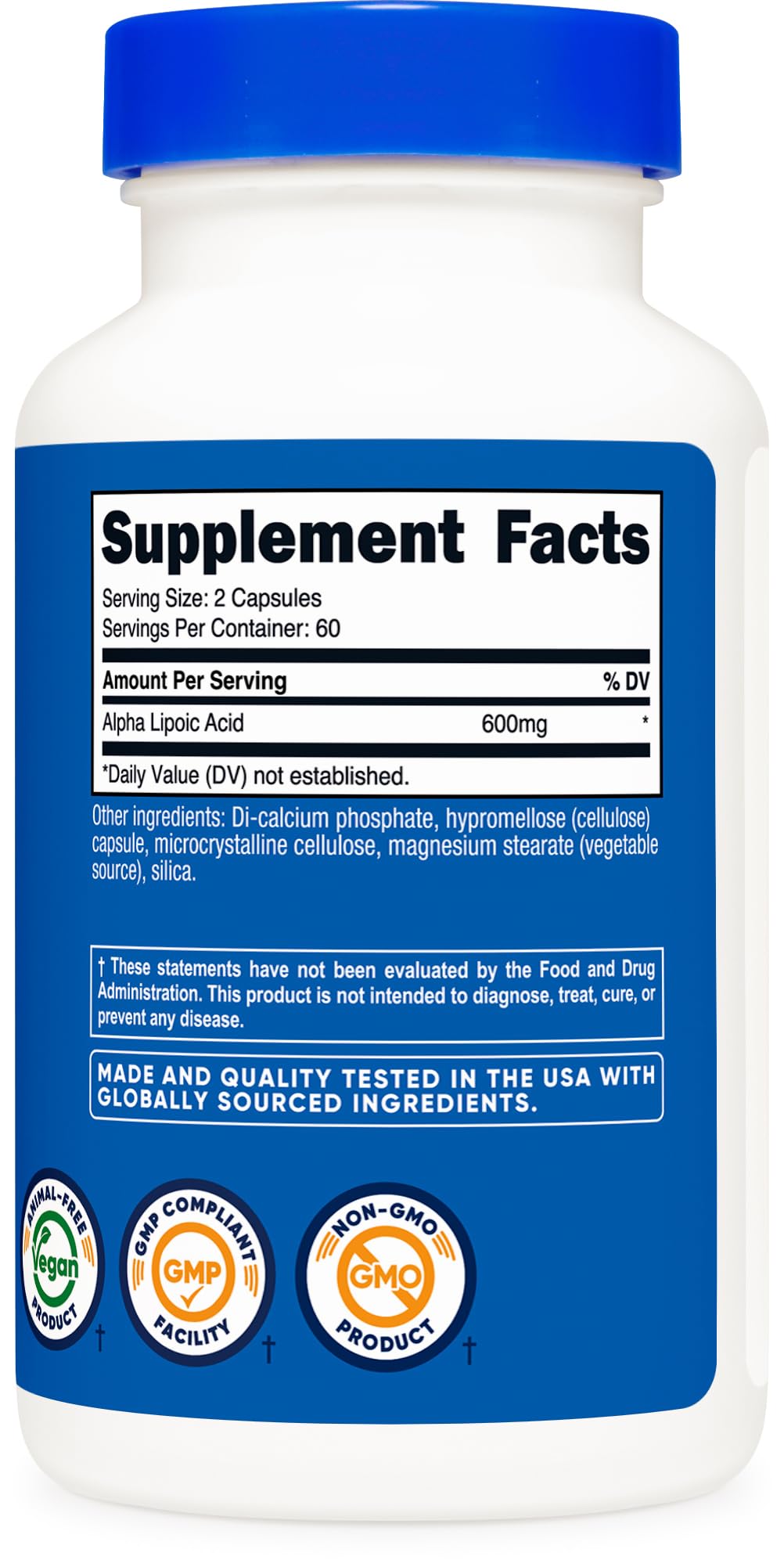 Nutricost Alpha Lipoic Acid 600mg Per Serving, 240 Capsules | Gluten Free, Vegetarian Capsules, Soy Free & GMO-Free - PrimeBioHealth - canada supplements