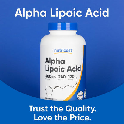 Nutricost Alpha Lipoic Acid 600mg Per Serving, 240 Capsules - Gluten Free, Vegetarian Capsules, Soy Free & Non-GMO - PrimeBioHealth - canada supplements
