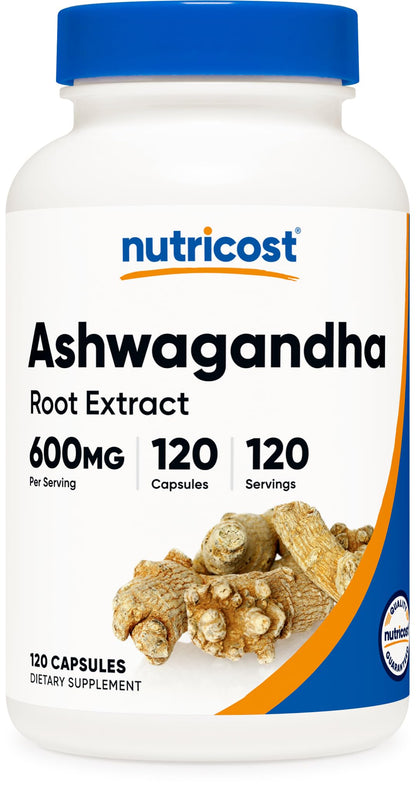 Nutricost Ashwagandha Herbal Supplement 600mg, 120 Capsules | Vegetarian, Non-GMO, Gluten Free, Ashwagandha Root - PrimeBioHealth - canada supplements