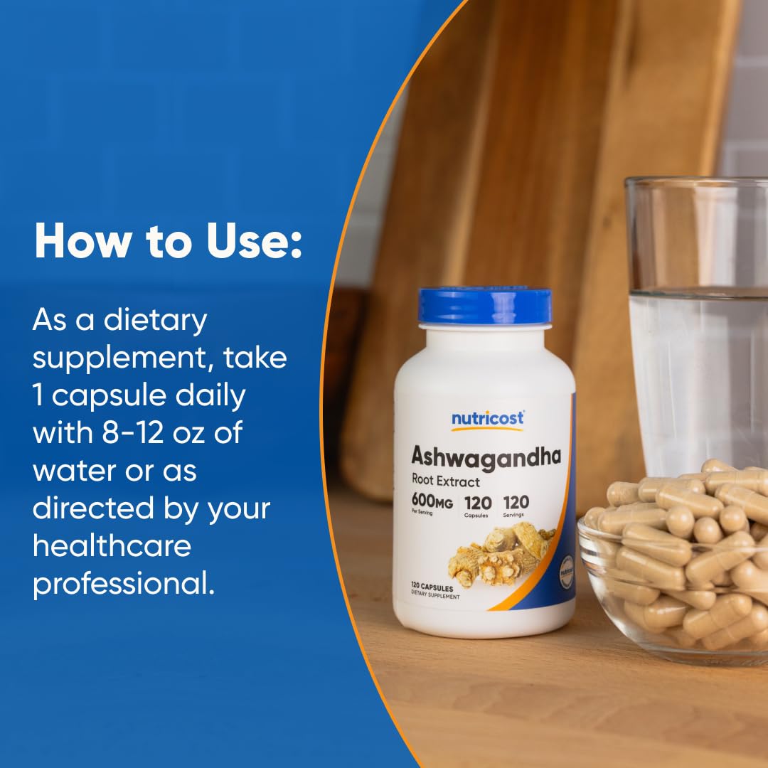 Nutricost Ashwagandha Herbal Supplement 600mg, 120 Capsules | Vegetarian, Non-GMO, Gluten Free, Ashwagandha Root - PrimeBioHealth - canada supplements