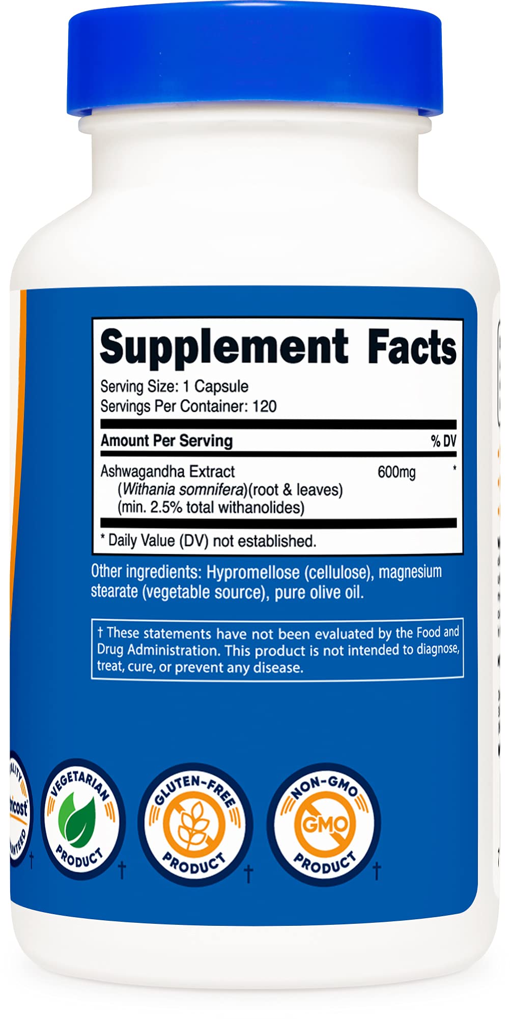 Nutricost Ashwagandha Herbal Supplement 600mg, 120 Capsules | Vegetarian, Non-GMO, Gluten Free, Ashwagandha Root - PrimeBioHealth - canada supplements