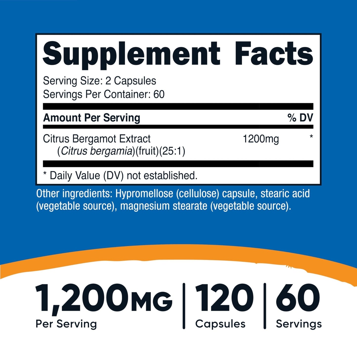 Nutricost Citrus Bergamot Capsules 1,200mg, 120 Capsules - 25:1 Bergamot Extract - 60 Servings, Gluten Free, Vegan & Non-GMO - PrimeBioHealth - canada supplements