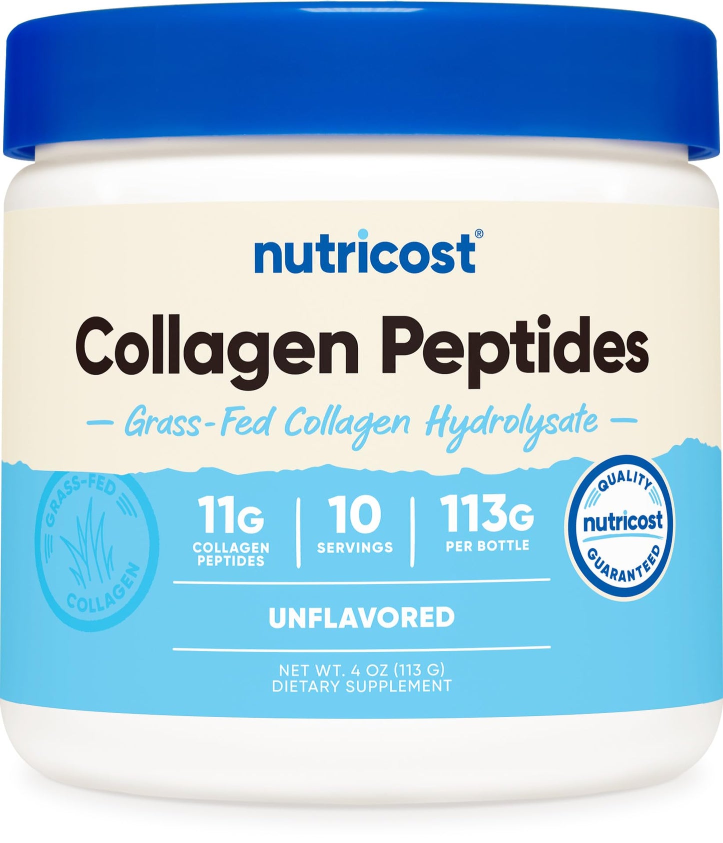 Nutricost Collagen Peptides Powder 4 oz (Unflavored) Type I, Type III Collagen - Grass-Fed, Gluten Free and Non-GMO - PrimeBioHealth - canada supplements