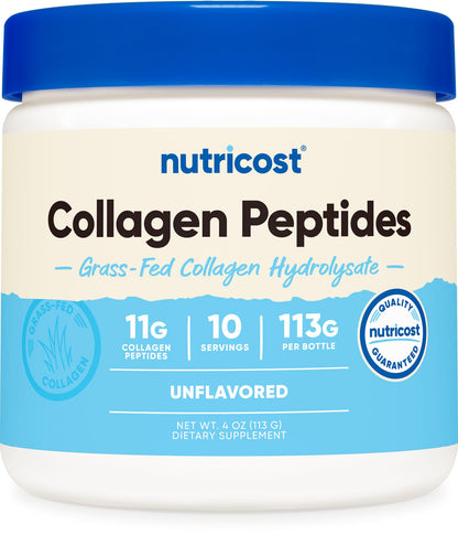 Nutricost Collagen Peptides Powder 4 oz (Unflavored) Type I, Type III Collagen - Grass-Fed, Gluten Free and Non-GMO - PrimeBioHealth - canada supplements