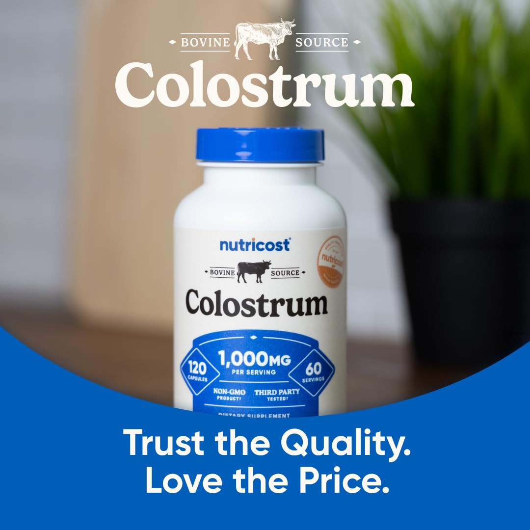 Nutricost Colostrum 1000mg, 120 Capsules - Gluten Free & GMO Free, 60 Servings - PrimeBioHealth - canada supplements