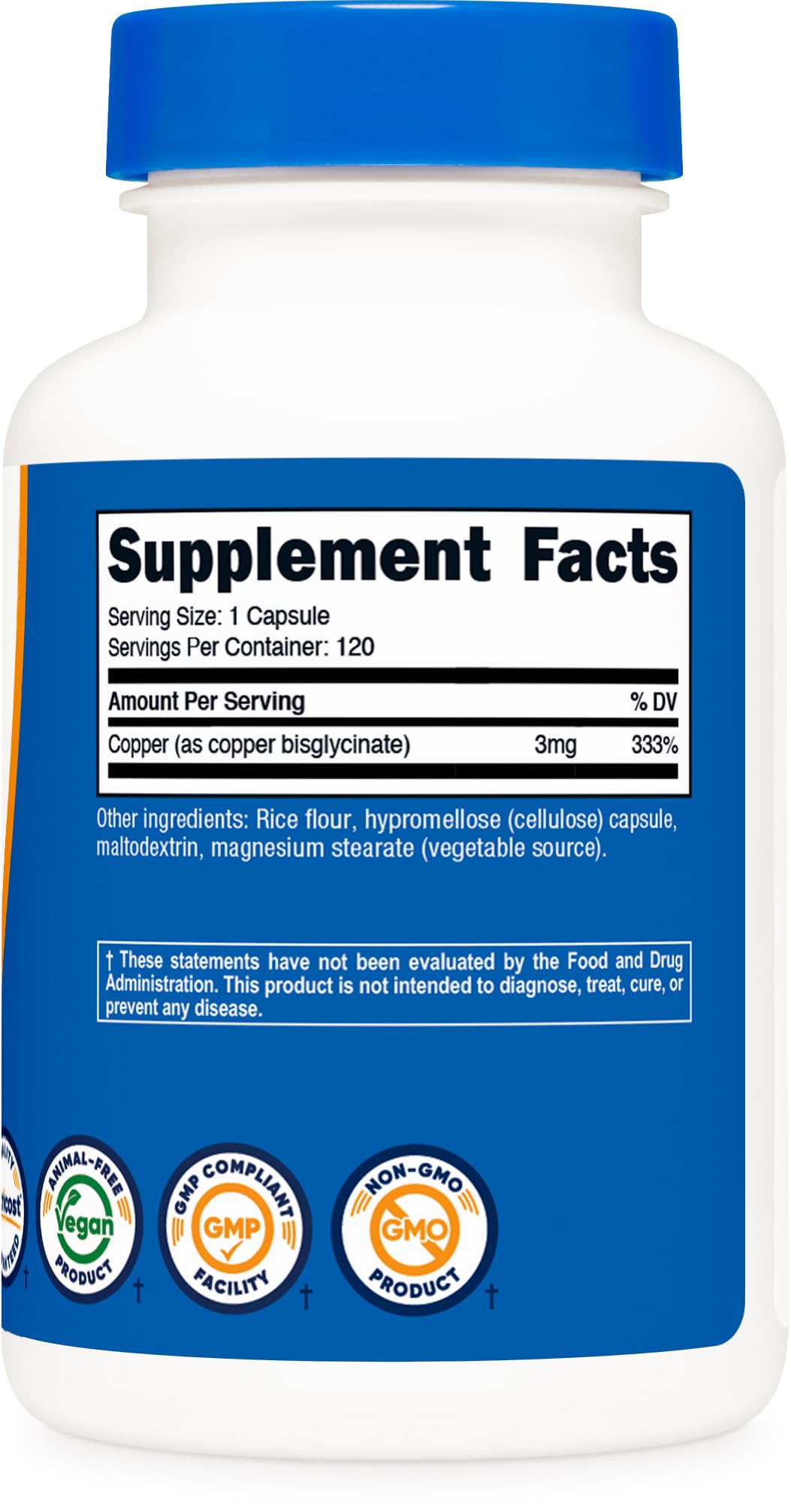 Nutricost Copper Glycinate Capsules (120 Capsules, 3MG Copper per Serving) - Non GMO, Vegan - PrimeBioHealth - canada supplements