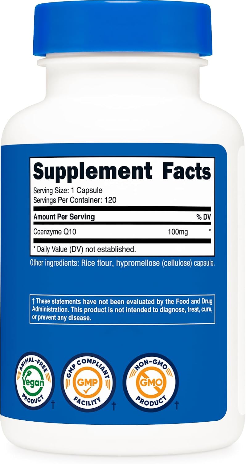Nutricost CoQ10 100mg, 120 Vegetarian Capsules, 120 Servings - High Absorption, Vegetarian, Non-GMO, Coenzyme Q10 - PrimeBioHealth - canada supplements