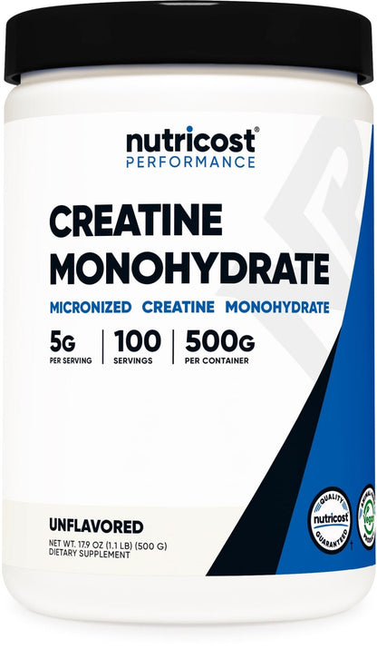 Nutricost Creatine Monohydrate Micronized Powder 500G, 5000mg Per Serv (5g) - 100 Servings, 17.9 Oz - PrimeBioHealth - canada supplements