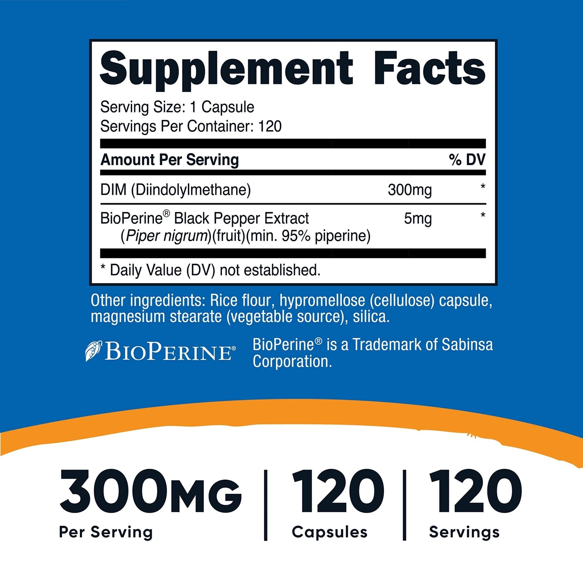 Nutricost DIM (Diindolylmethane) Plus BioPerine 300mg, 120 Vegetarian Capsules - Up to 4 Month Supply, Max Strength DIM Supplement - PrimeBioHealth - canada supplements